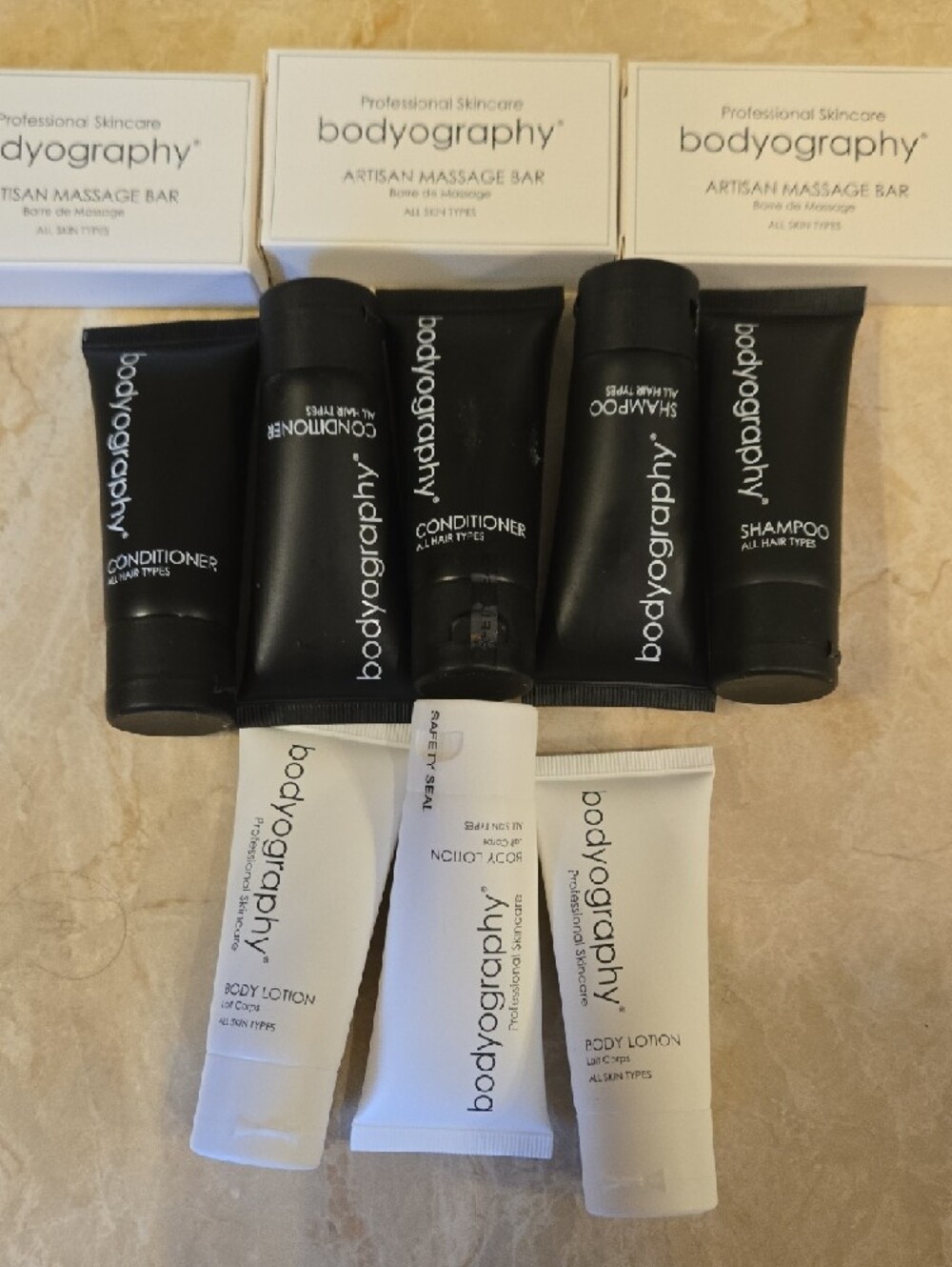 Bodyography TRAVEL Size 1.4oz Conditioner, Shampoo, Lotion, Bar - NWT/SEALED